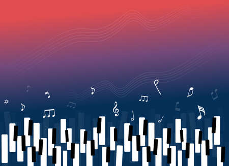 Music background with piano and musical notes Premium Vectorのイラスト素材