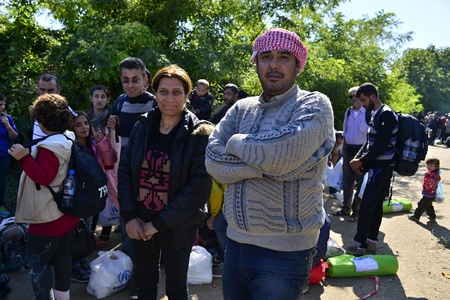 October 4, 2015; Bapska in Serbia. Group of refugees leaving Serbia. They came to Bapska be And Then...