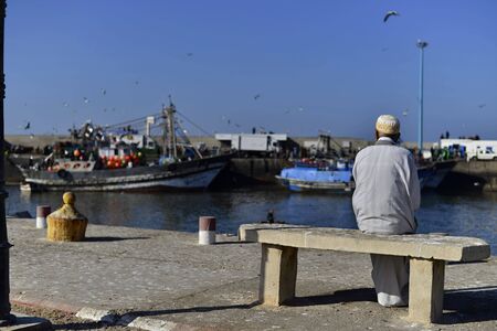 old muslim man in Essaouira in Moroccoの写真素材