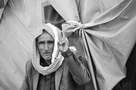 Syrian people in refugee camp in Suruc. These people are refugees from Kobane and escaped because of Islamic state attack. 3.4.2015, Suruc, Turkeyのeditorial素材
