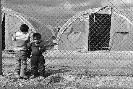Syrian people in refugee camp in Suruc. These people are refugees from Kobane and escaped because of Islamic state attack. 30.3.2015, Suruc, Turkeyのeditorial素材