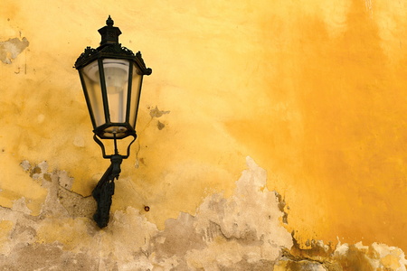 nice historical lamp with nice vintgage wallの写真素材