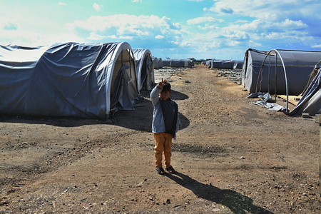 Syrian people in refugee camp in Suruc. These people are refugees from Kobane and escaped because of Islamic state attack. 30.3.2015, Suruc, Turkeyのeditorial素材