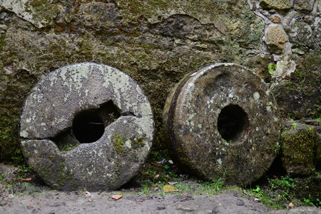 nice old mill-stone in Jetrichovice in Czech republic