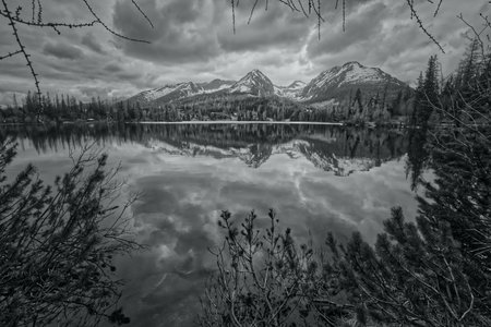 strbske pleso in tatra mountains in Slovakiaの写真素材