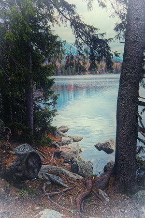 strbske pleso in tatra mountains in Slovakiaの写真素材