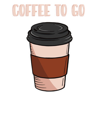 Illustration of paper cup with coffeeの写真素材