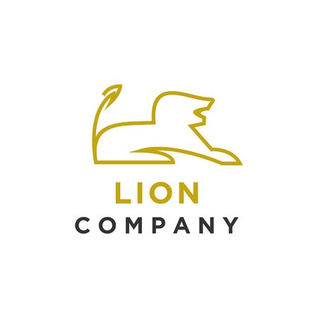 Lion logo design line style with yellow colorのイラスト素材