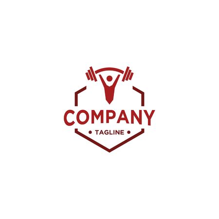 Fitness Logo. Symbol of sport barbel, health, illustration of fresh life. Simple and minimalist styleのイラスト素材