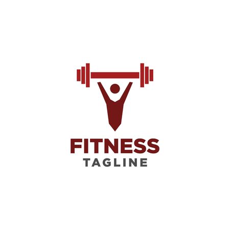 Fitness Logo. Symbol of sport barbel, health, illustration of fresh life. Simple and minimalist styleのイラスト素材