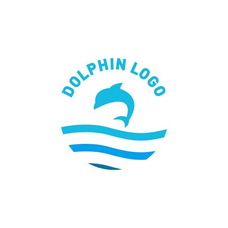 Dolphin logo design jump above a sea with blue colorのイラスト素材