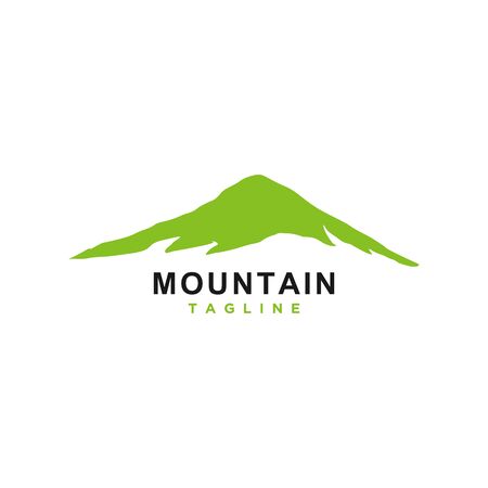 Mountain or hill or Peak logo design vector. Camp or adventure icon, Landscape symbol and can be used for travel and tourist brands. Minimalist style green color.のイラスト素材