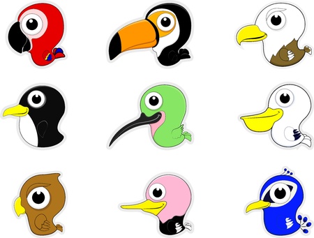 Cartoon Birds Icon Setのイラスト素材