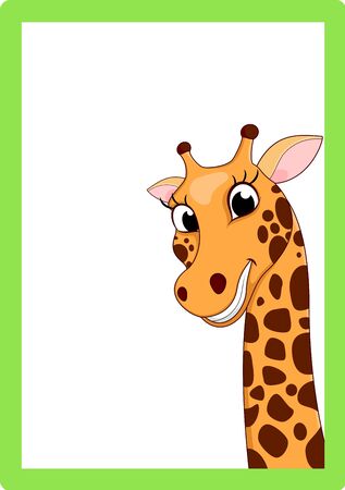 Giraffe Cartoon On Frameのイラスト素材