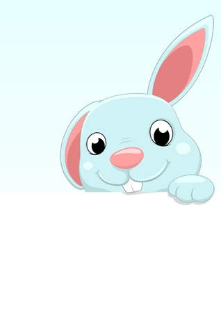 Vector Illustration Of Bunny With Blanksignのイラスト素材