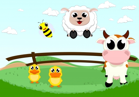 happy farm animalのイラスト素材