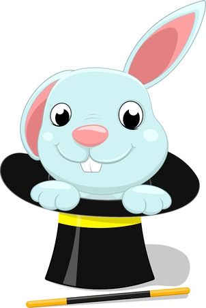 cute bunny with magician hatのイラスト素材