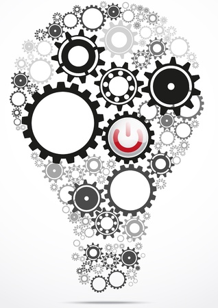 Light bulb gears inside with button のイラスト素材
