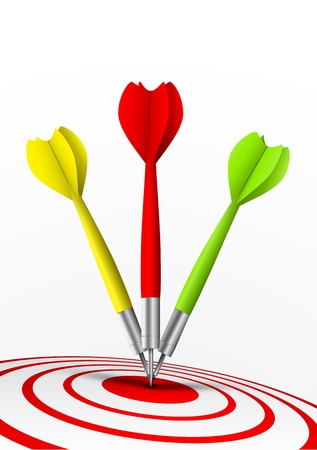 colorful darts hitting a target のイラスト素材