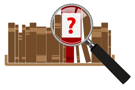 Illustration Of red books with magnifying glasses のイラスト素材