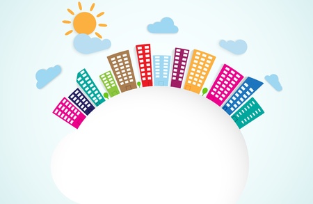 colorful urban scene on circleのイラスト素材