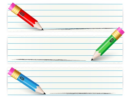 Set of banners with colorful pencil のイラスト素材