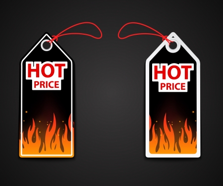Illustration of hot price labels with fire flame のイラスト素材