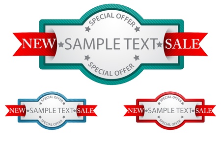 Vector Illustration Of Labels with ribbon  commercial sign のイラスト素材