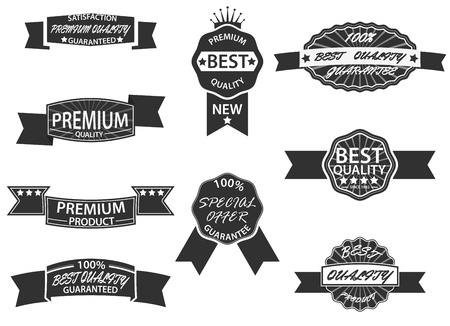 Vector Illustration Of Set of 9 Retro Premium Quality Labels and Badges のイラスト素材