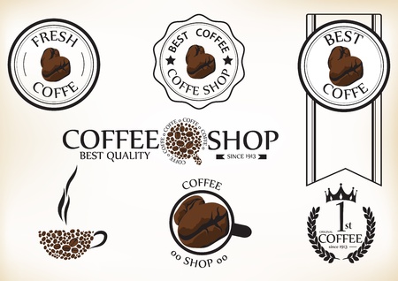 Vector Illustration of Set of vintage retro coffee shop badges and labels のイラスト素材