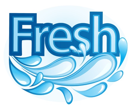Vector Illustration of Fresh and Water Label vector のイラスト素材