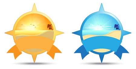 Vector Illustration of Beach travel destination icons のイラスト素材