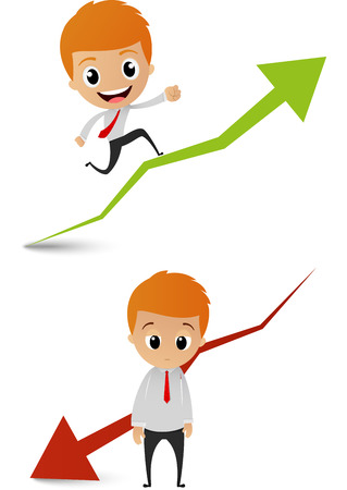 Vector Illustration of businessman running on the graph のイラスト素材
