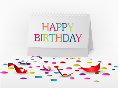 Vector Illustration of Happy birthday greetings card with note paperのイラスト素材
