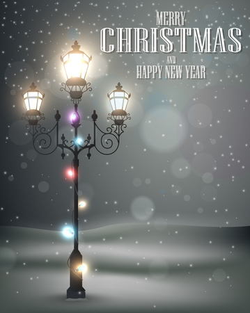 Christmas vintage background with lampのイラスト素材