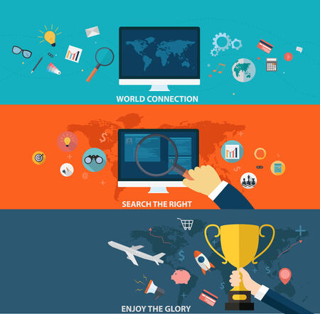 Set of business strategy and creative process on flat designのイラスト素材