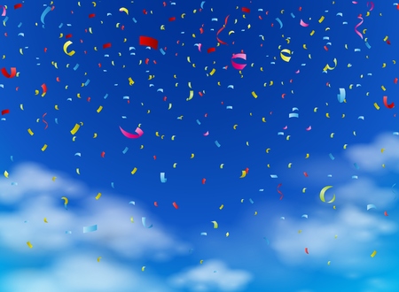 Colorful confetti on skyのイラスト素材