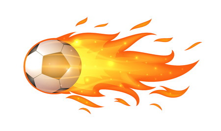 Flying soccer ball with flames isolated on whiteのイラスト素材