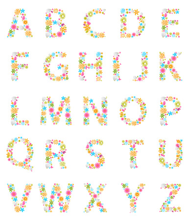 Colorful Flowers alphabetのイラスト素材