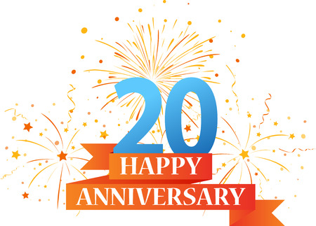 Happy anniversary celebration with fireworksのイラスト素材