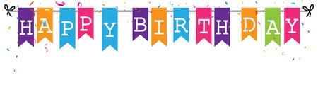 Bunting flags banner with happy birthday letterのイラスト素材