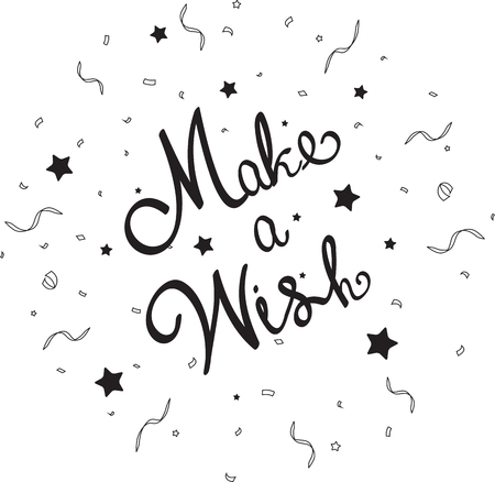 Make a wish lettering with confettiのイラスト素材