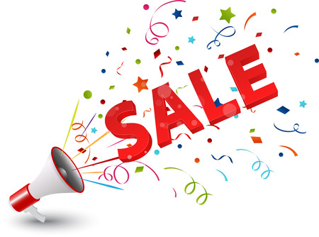 Sale with megaphone and colorful confettiのイラスト素材