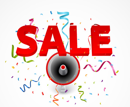 Sale with megaphone and colorful confettiのイラスト素材