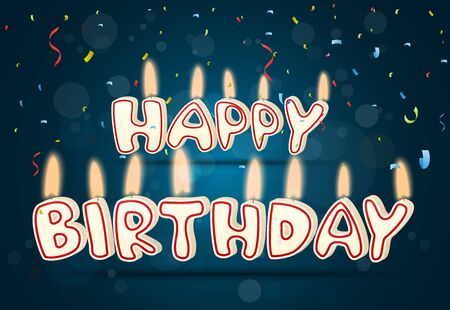 Happy birthday candle with confettiのイラスト素材