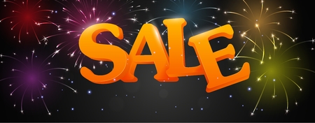 Sale with fireworks on night backgroundのイラスト素材
