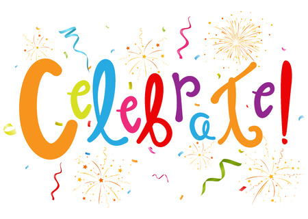 Celebrate with confetti and fireworksのイラスト素材