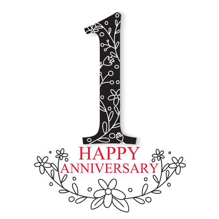 Anniversary Celebration Design with decorative Floral elementsのイラスト素材