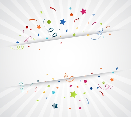 Colorful confetti on white backgroundのイラスト素材