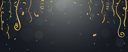 Gold confetti and streamersのイラスト素材